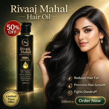 Rivaaj Mahal Herbal Hair Oil | 100% Natural Formula with 20+ Herbs | Reduces Hair Fall, Promotes Growth & Fights Dandruff
